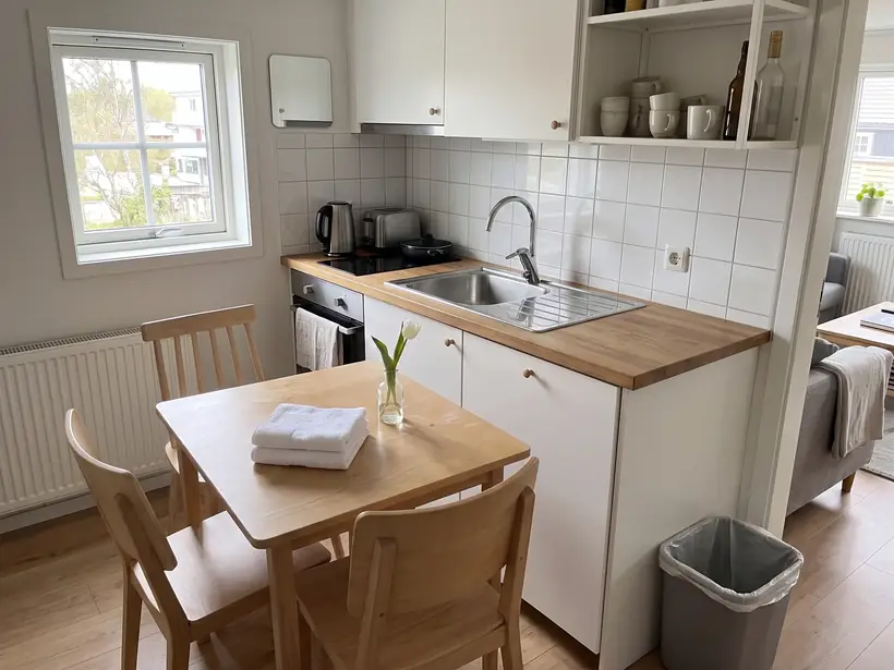 Küche einer Ferienwohnung nach der Endreinigung